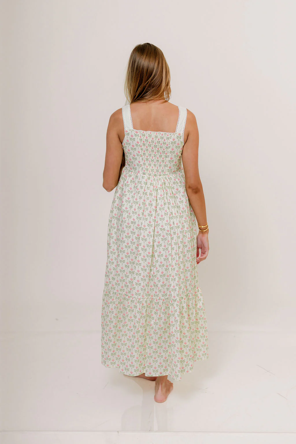Victoria 100% Cotton Maxi Dress in Cream Rose - Image 9