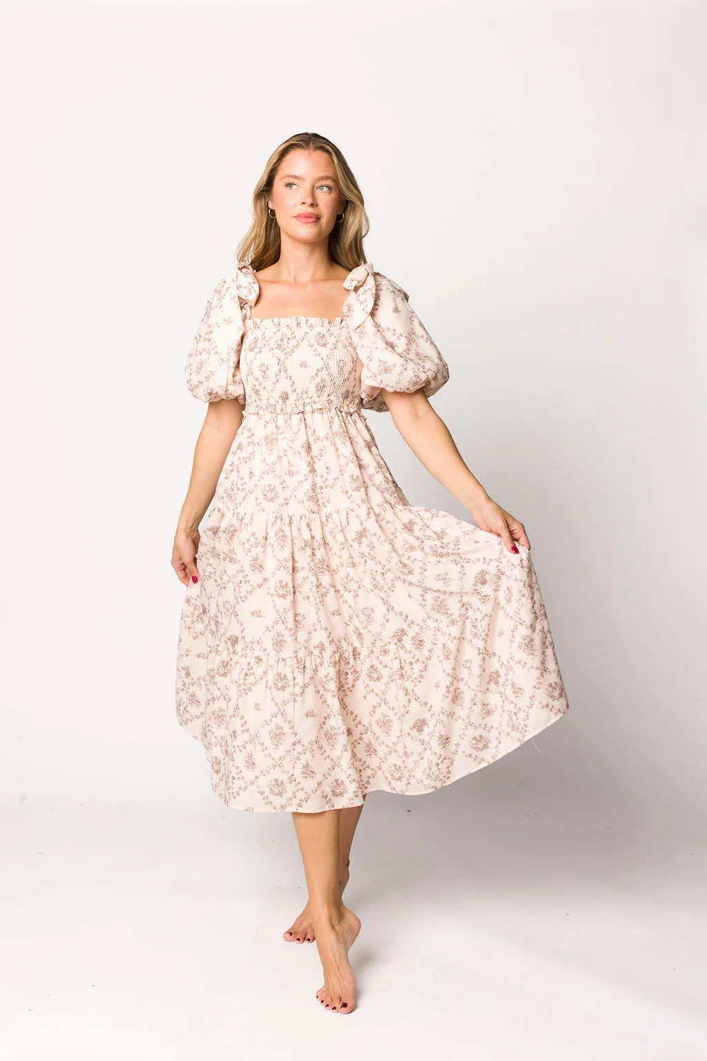 Elena Toile Print Midi Dress - Image 18