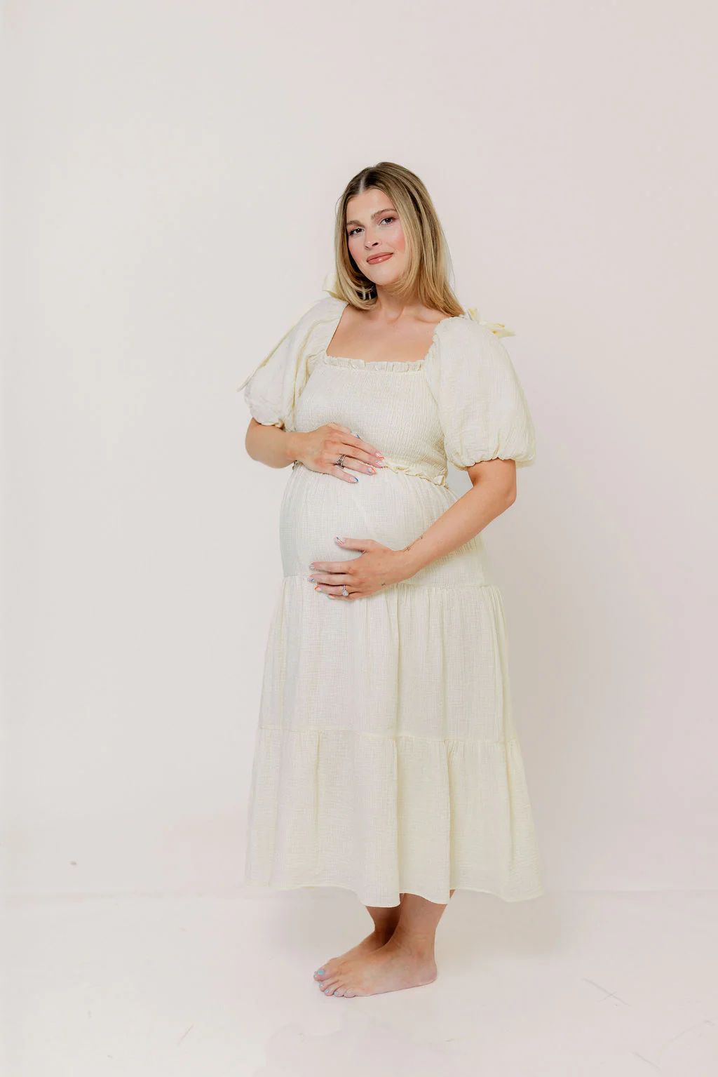 Elena 100% Cotton Midi Dress in Cream - Bump Friendly - Image 13