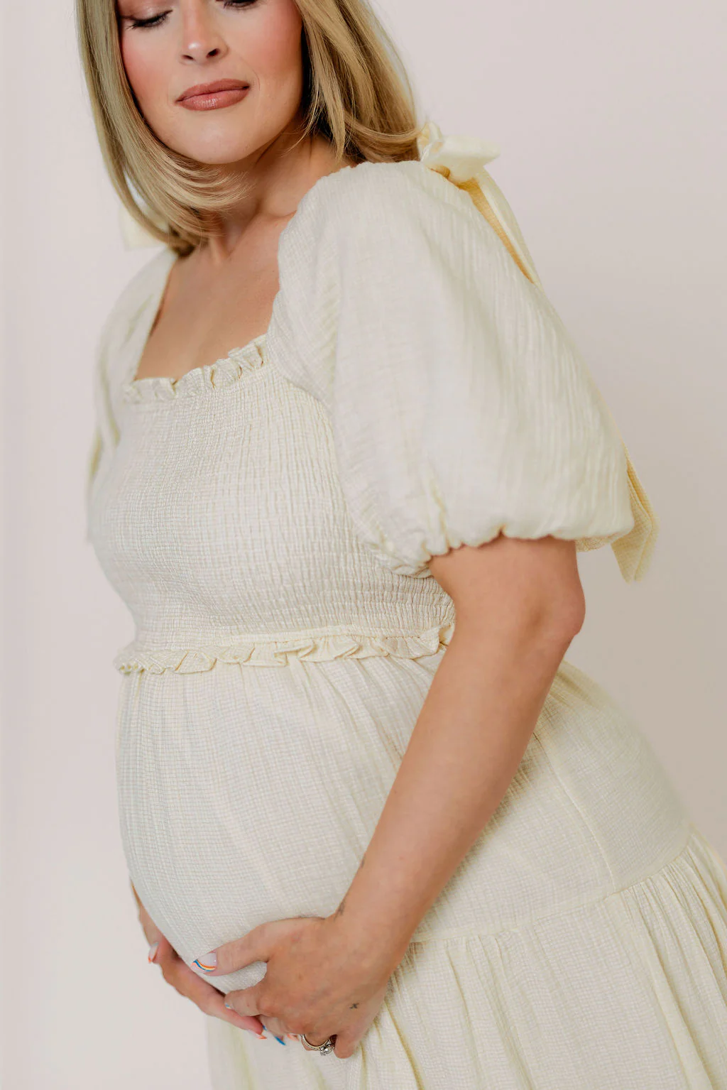 Elena 100% Cotton Midi Dress in Cream - Bump Friendly - Image 15