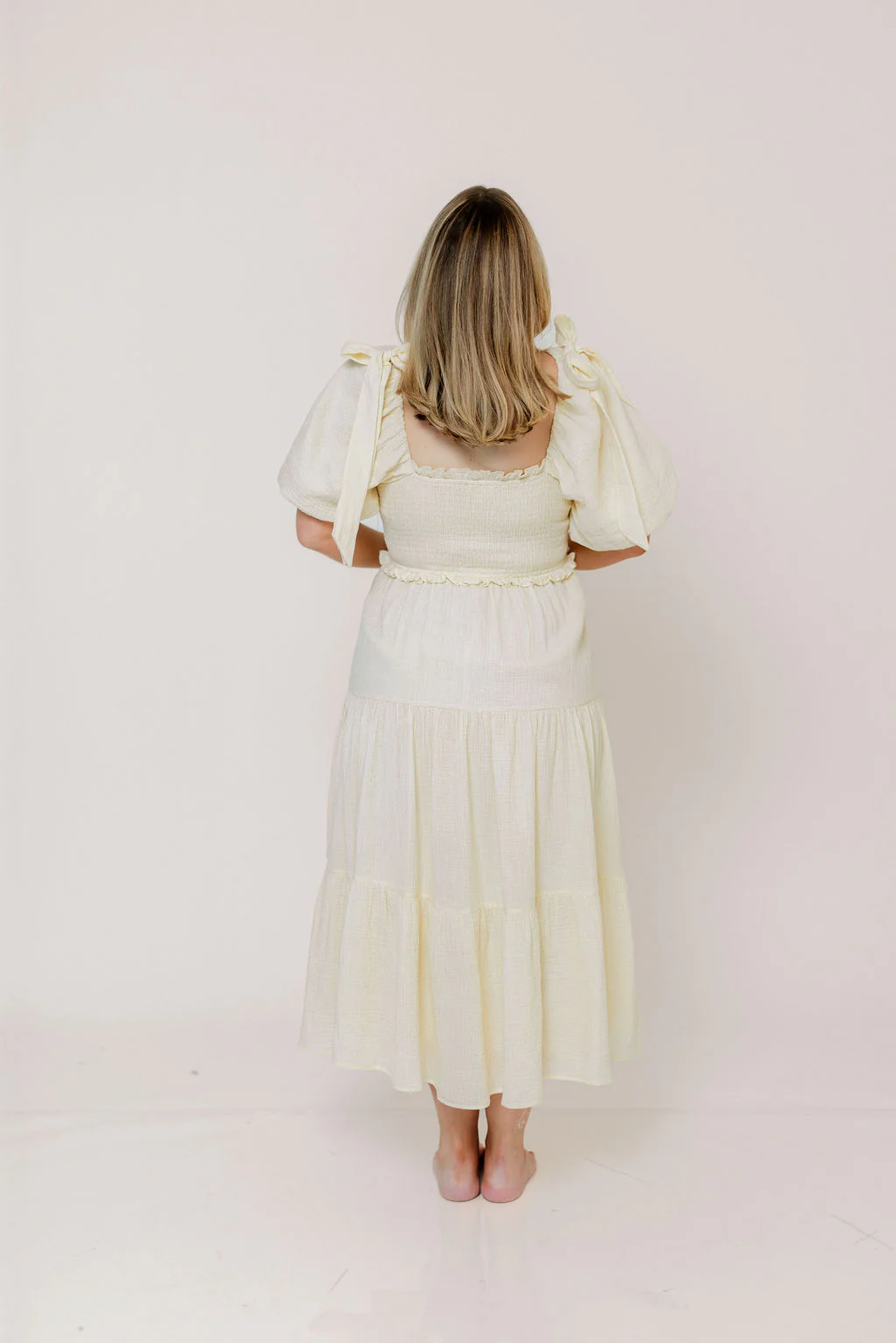 Elena 100% Cotton Midi Dress in Cream - Bump Friendly - Image 16