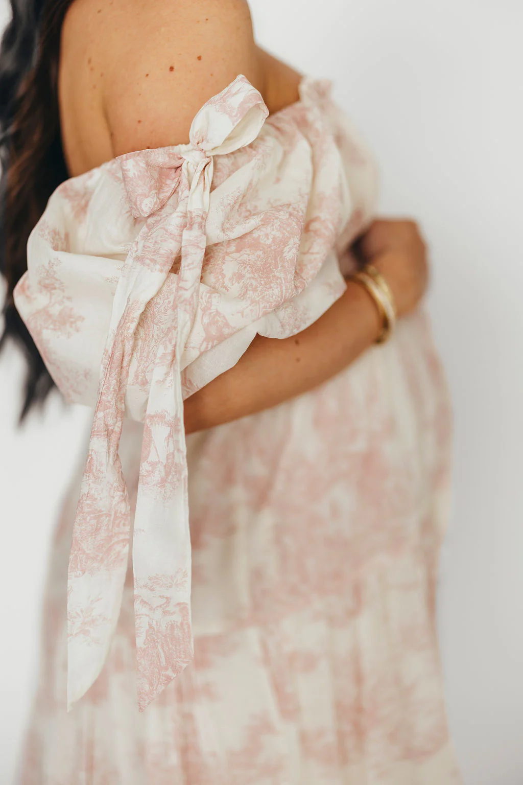 Elena 100% Cotton Toile Print Smocked Midi Dress in Pink - Bump Friendly & Inclusive Sizing - Image 19