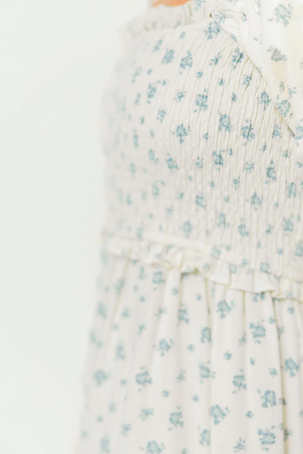 Elena Midi Dress in Cream/Blue Tiny Floral - Bump Friendly & Inclusive Sizing - Image 9