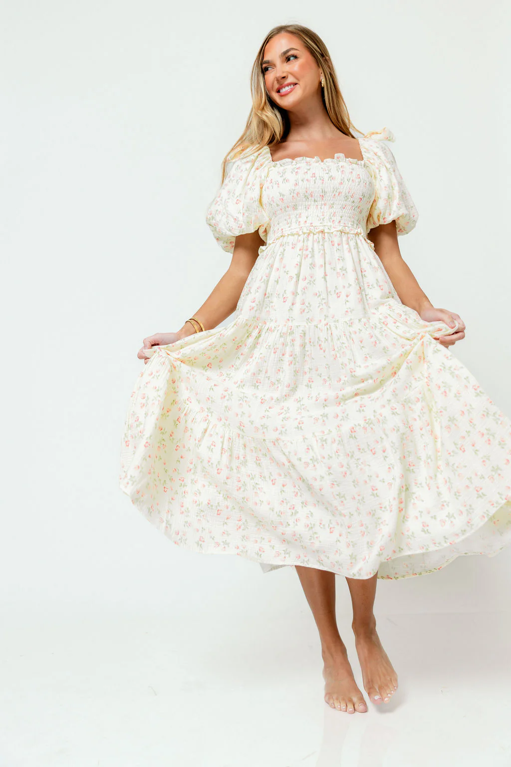 Elena 100% Cotton Midi Dress in Pink Tulip - Bump Friendly & Inclusive Sizing - Image 13
