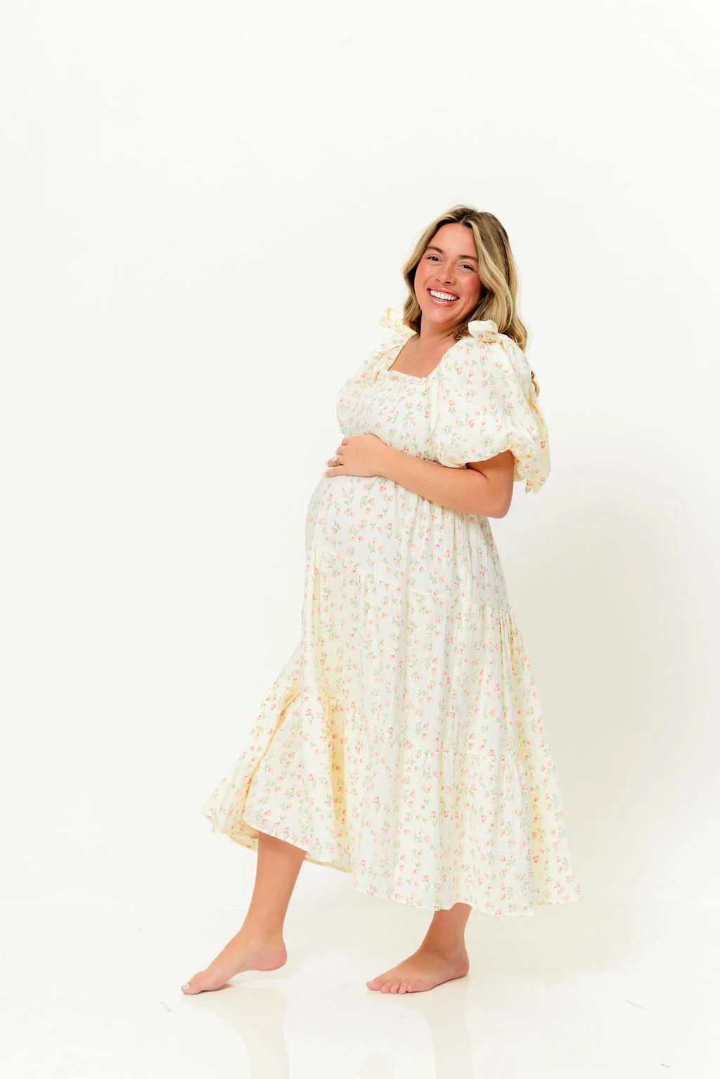 Elena 100% Cotton Midi Dress in Pink Tulip - Bump Friendly & Inclusive Sizing - Image 15