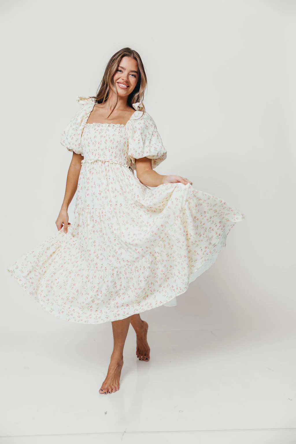 Elena 100% Cotton Midi Dress in Pink Tulip - Bump Friendly & Inclusive Sizing - Image 19