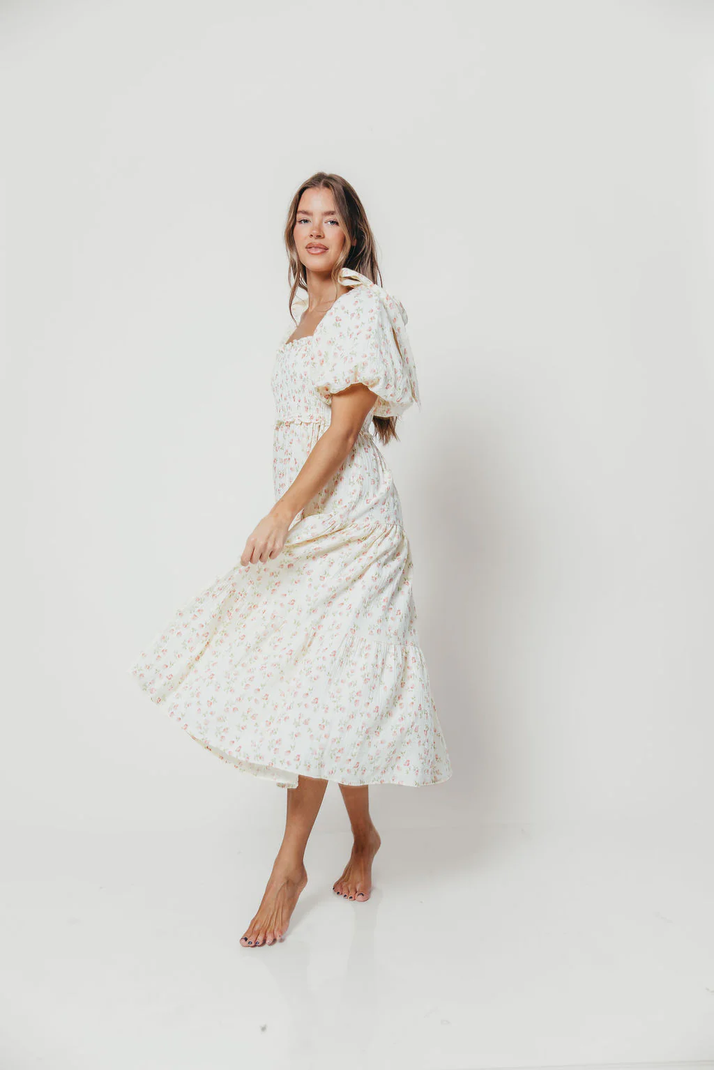 Elena 100% Cotton Midi Dress in Pink Tulip - Bump Friendly & Inclusive Sizing - Image 20
