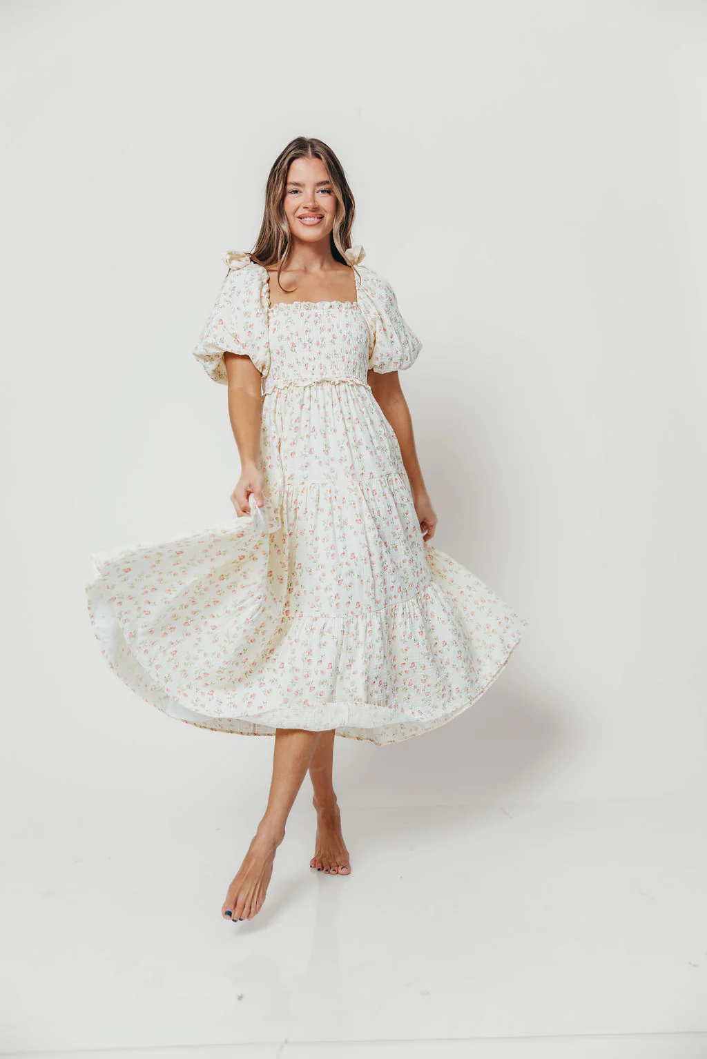 Elena 100% Cotton Midi Dress in Pink Tulip - Bump Friendly & Inclusive Sizing - Image 22