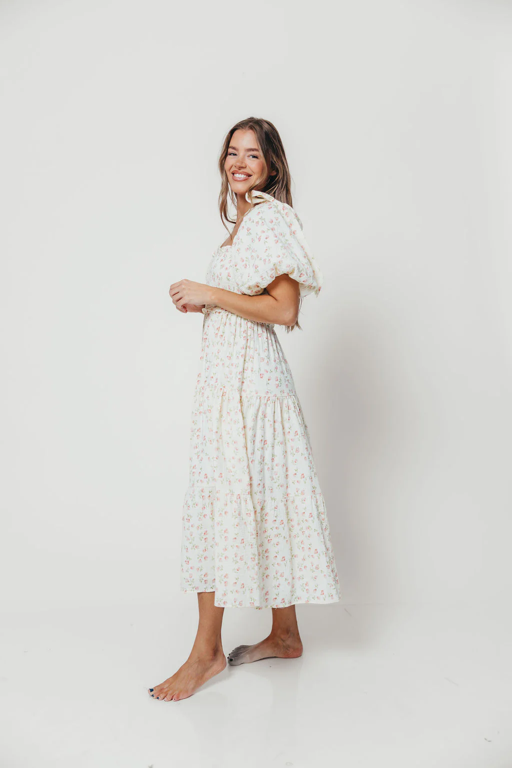 Elena 100% Cotton Midi Dress in Pink Tulip - Bump Friendly & Inclusive Sizing - Image 23