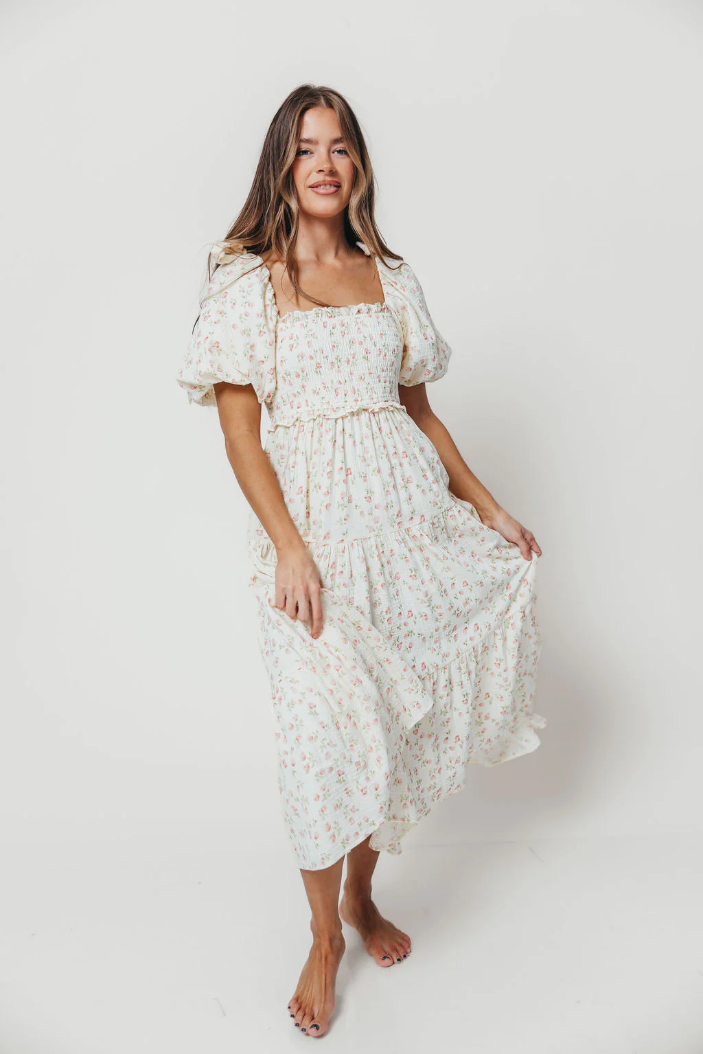 Elena 100% Cotton Midi Dress in Pink Tulip - Bump Friendly & Inclusive Sizing - Image 25