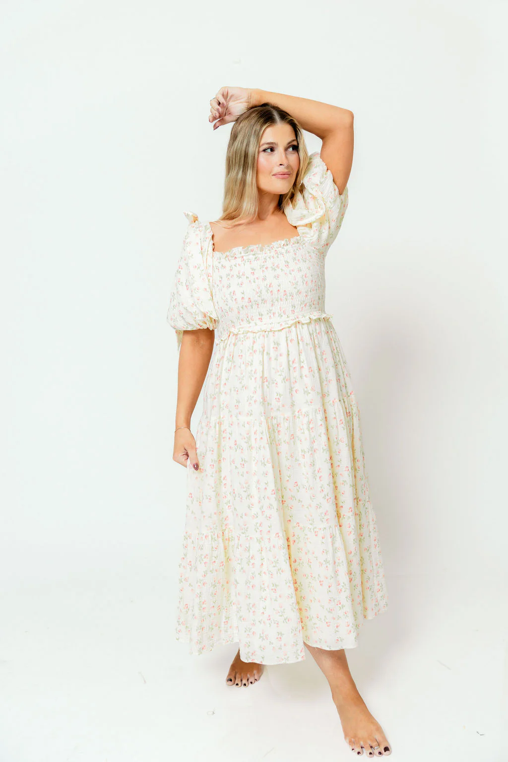 Elena 100% Cotton Midi Dress in Pink Tulip - Bump Friendly & Inclusive Sizing - Image 28
