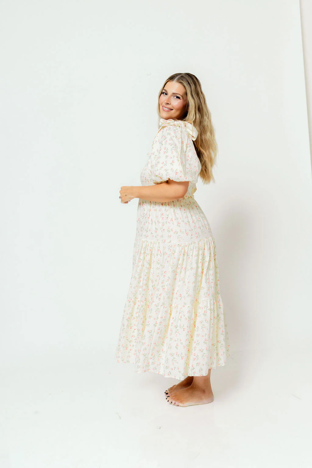 Elena 100% Cotton Midi Dress in Pink Tulip - Bump Friendly & Inclusive Sizing - Image 29