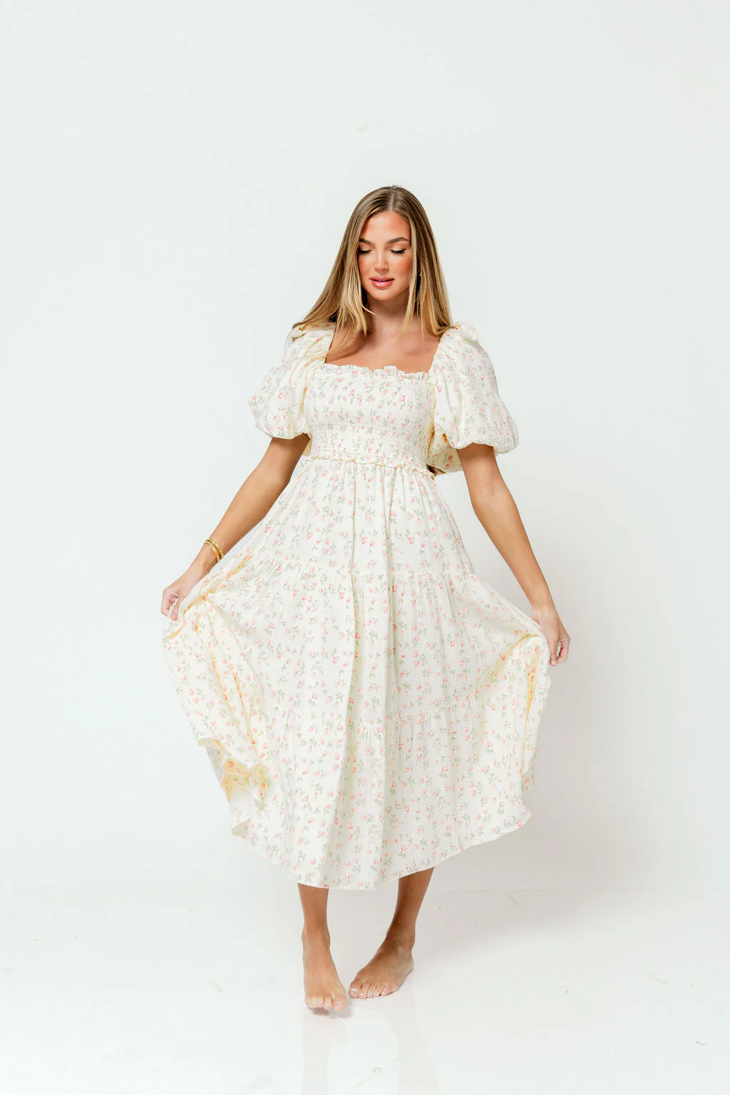 Elena 100% Cotton Midi Dress in Pink Tulip - Bump Friendly & Inclusive Sizing - Image 3