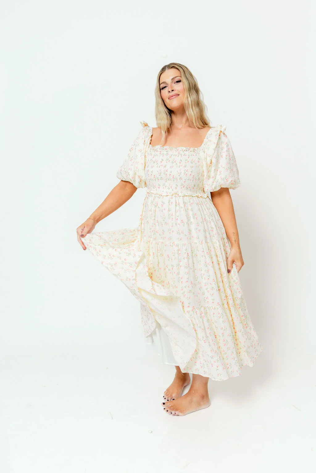 Elena 100% Cotton Midi Dress in Pink Tulip - Bump Friendly & Inclusive Sizing - Image 30