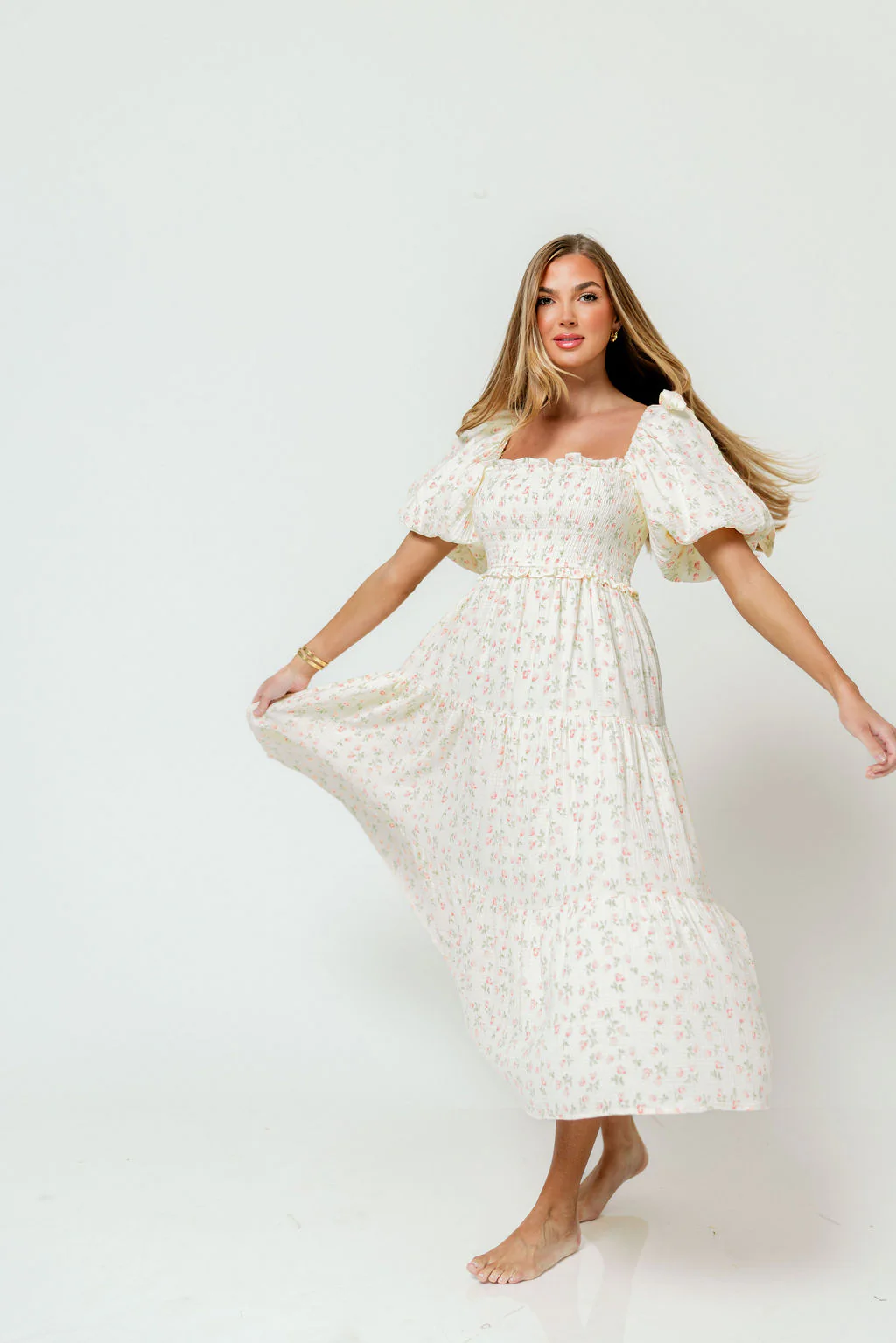 Elena 100% Cotton Midi Dress in Pink Tulip - Bump Friendly & Inclusive Sizing - Image 4