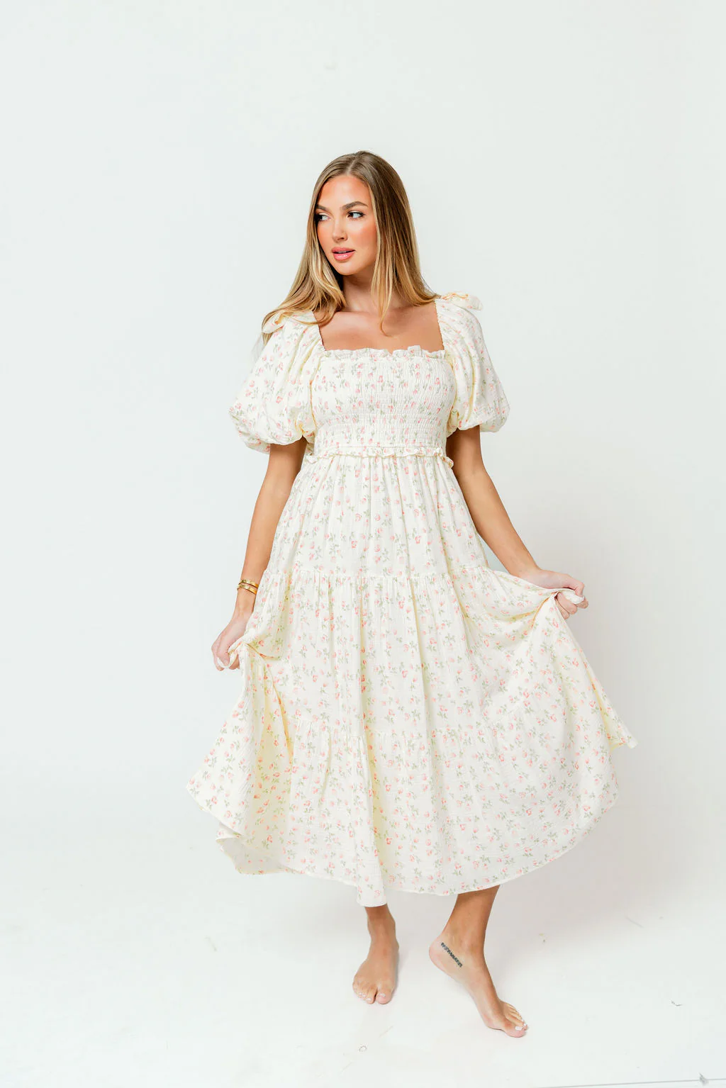Elena 100% Cotton Midi Dress in Pink Tulip - Bump Friendly & Inclusive Sizing - Image 5