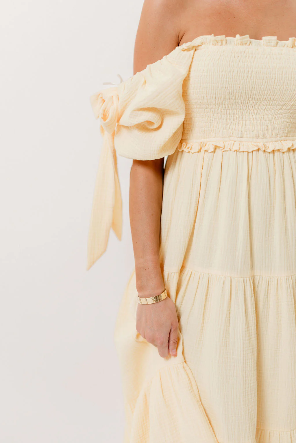 Elena 100% Cotton Midi Dress in Buttercream - Bump Friendly - Image 12