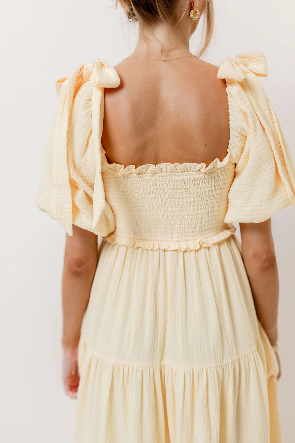 Elena 100% Cotton Midi Dress in Buttercream - Bump Friendly - Image 13