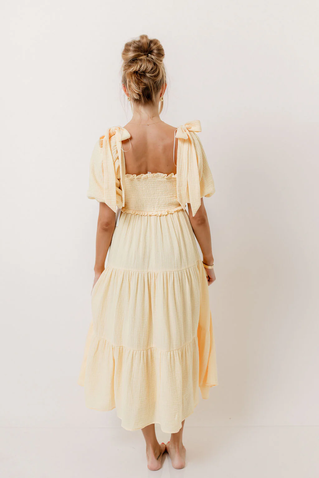 Elena 100% Cotton Midi Dress in Buttercream - Bump Friendly - Image 14