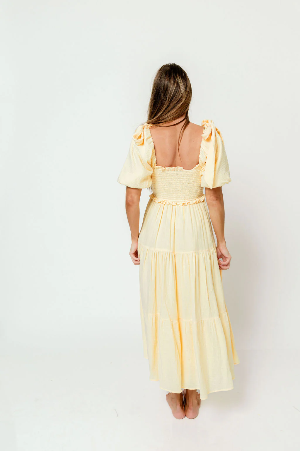 Elena 100% Cotton Midi Dress in Buttercream - Bump Friendly - Image 18