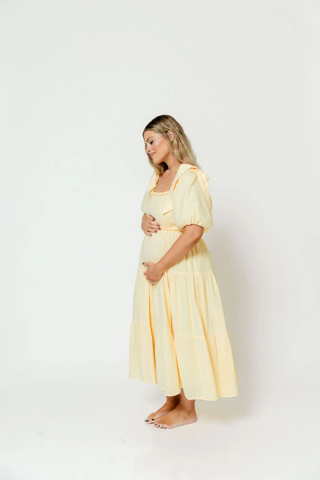 Elena 100% Cotton Midi Dress in Buttercream - Bump Friendly - Image 19