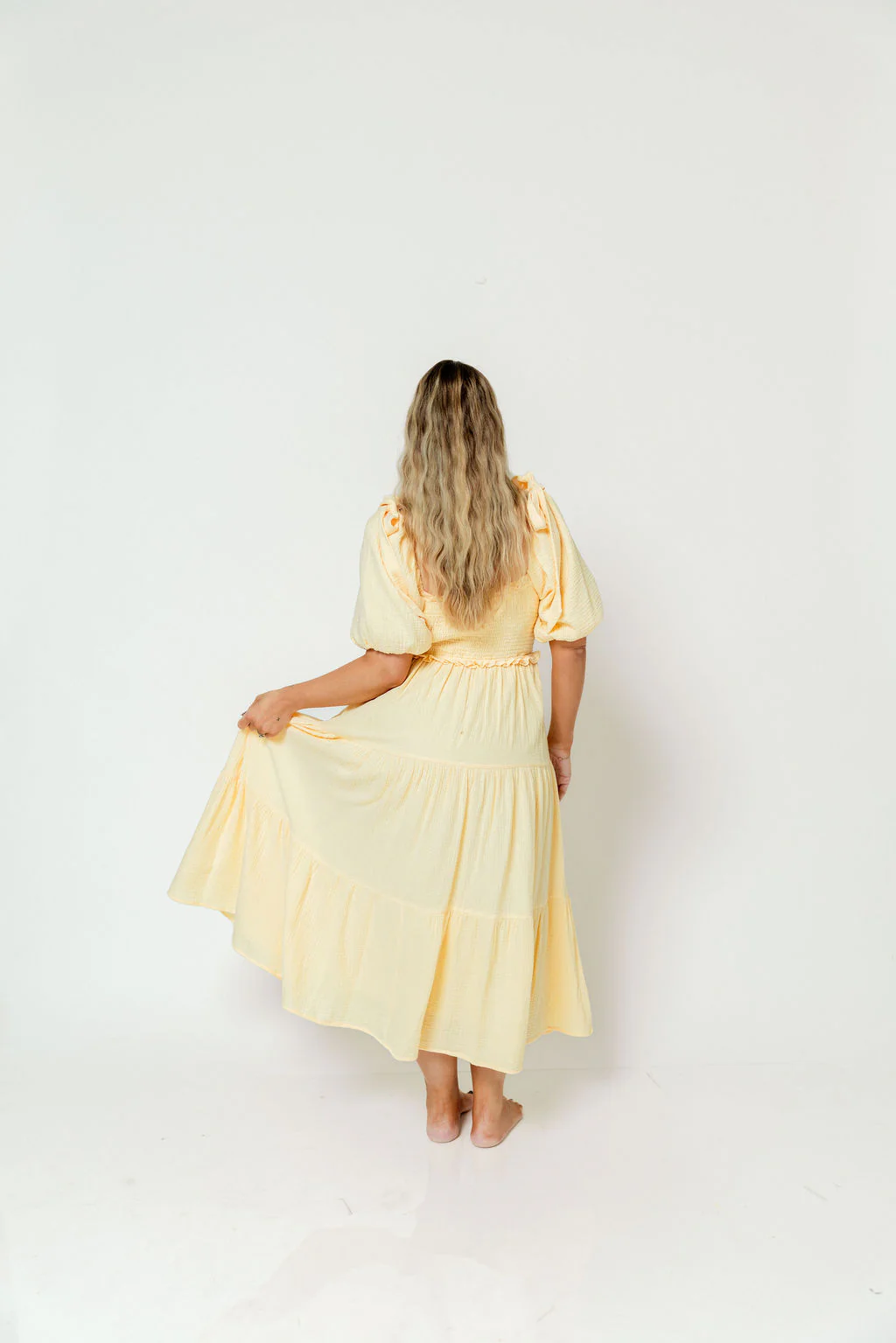 Elena 100% Cotton Midi Dress in Buttercream - Bump Friendly - Image 20
