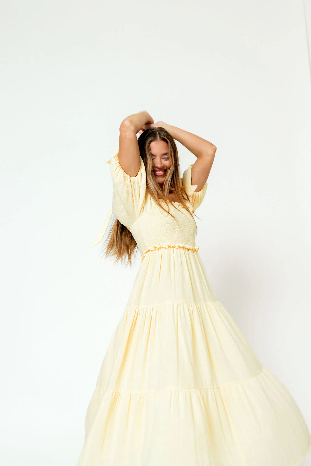 Elena 100% Cotton Midi Dress in Buttercream - Bump Friendly - Image 4