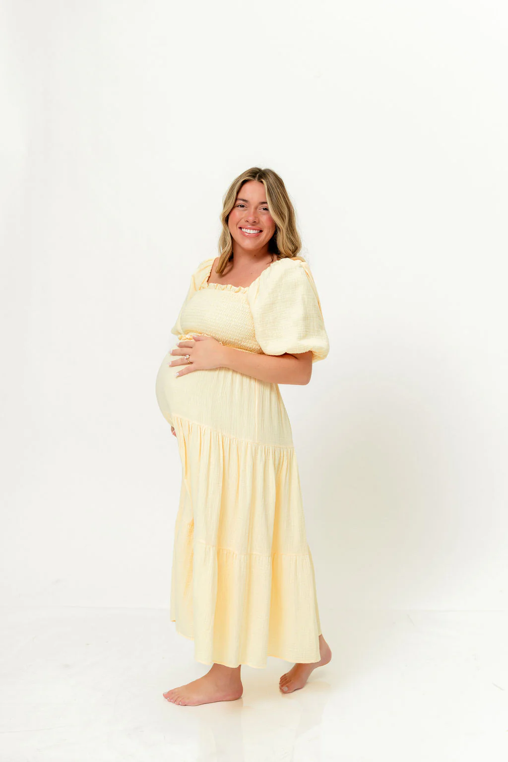 Elena 100% Cotton Midi Dress in Buttercream - Bump Friendly - Image 7