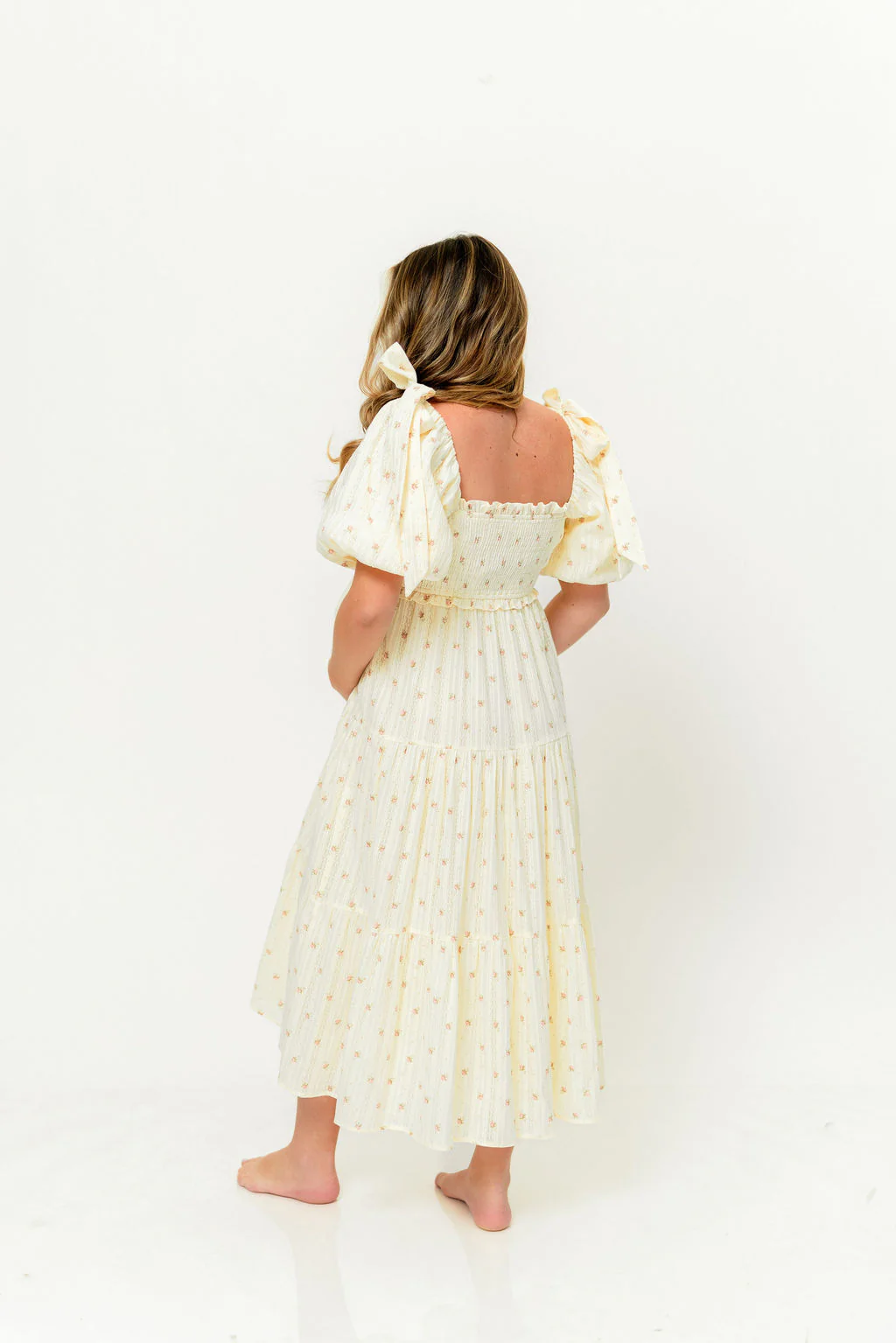 Elena 100% Cotton Midi Dress in Butter Floral - Bump Friendly - Image 17