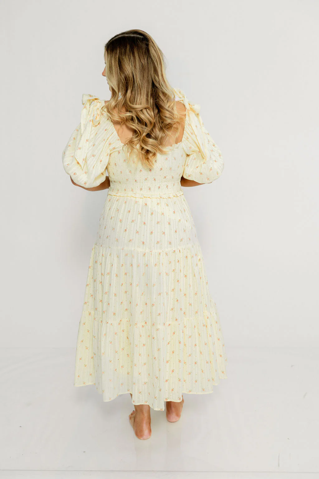 Elena 100% Cotton Midi Dress in Butter Floral - Bump Friendly - Image 20