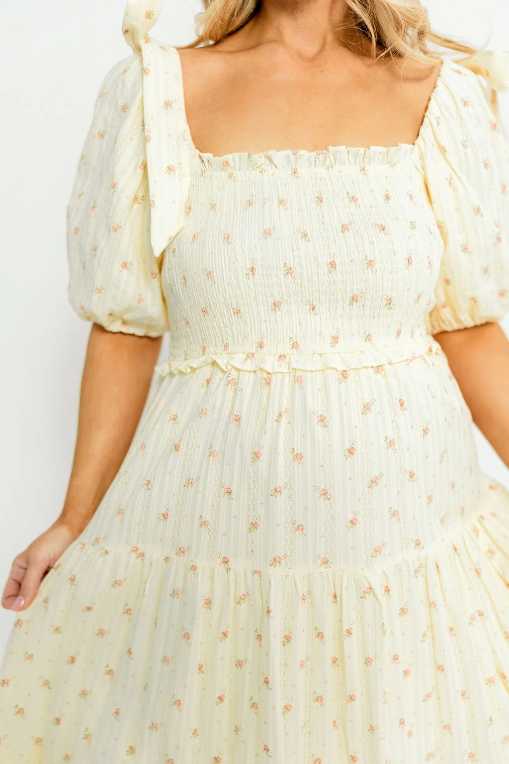 Elena 100% Cotton Midi Dress in Butter Floral - Bump Friendly - Image 22