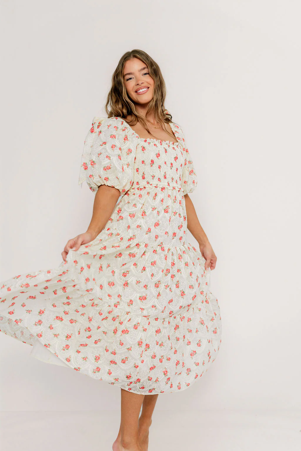 Elena 100% Cotton Midi Dress in Rose - Bump Friendly - Image 10