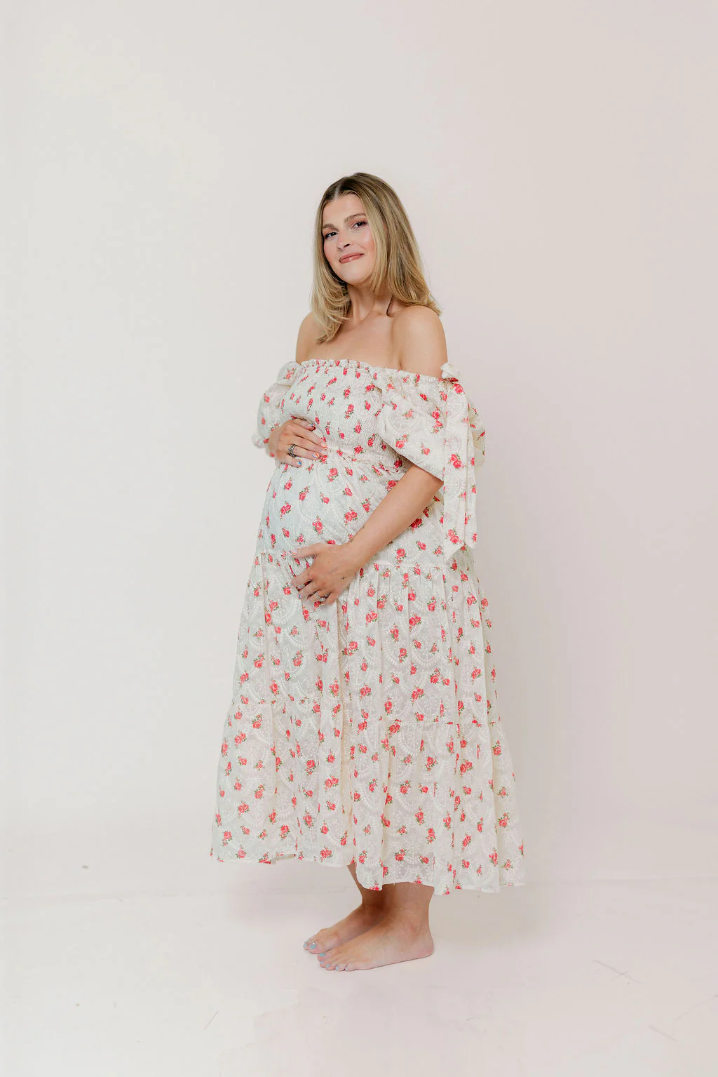Elena 100% Cotton Midi Dress in Rose - Bump Friendly - Image 14