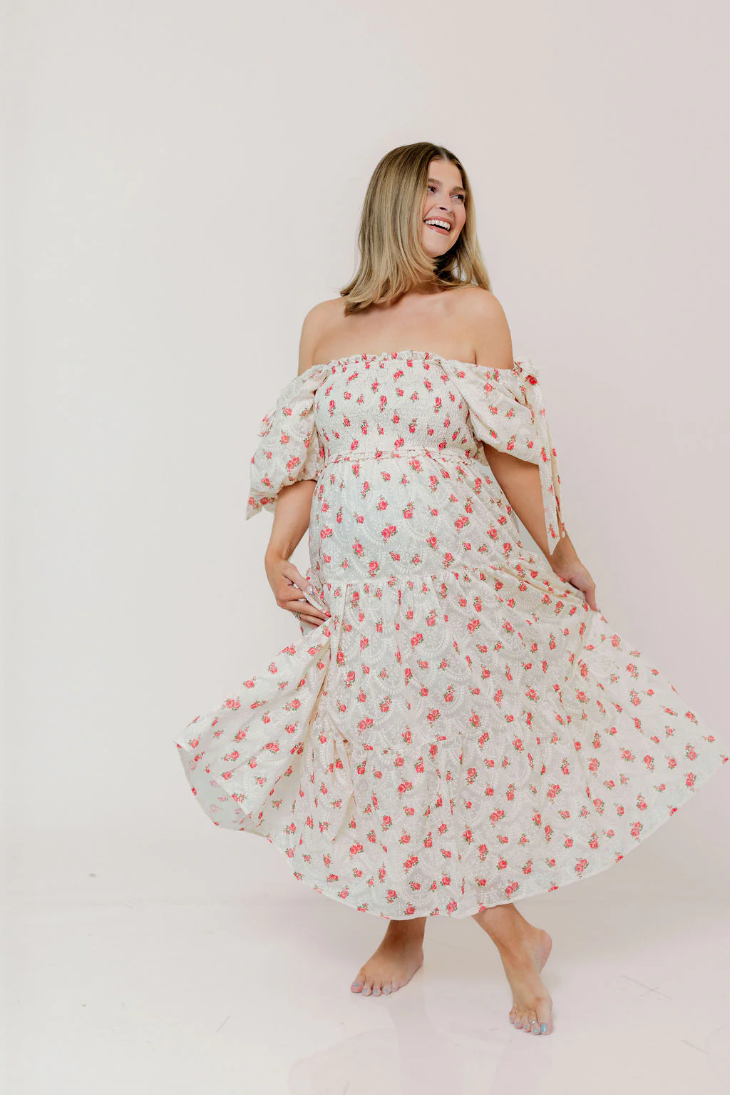 Elena 100% Cotton Midi Dress in Rose - Bump Friendly - Image 16