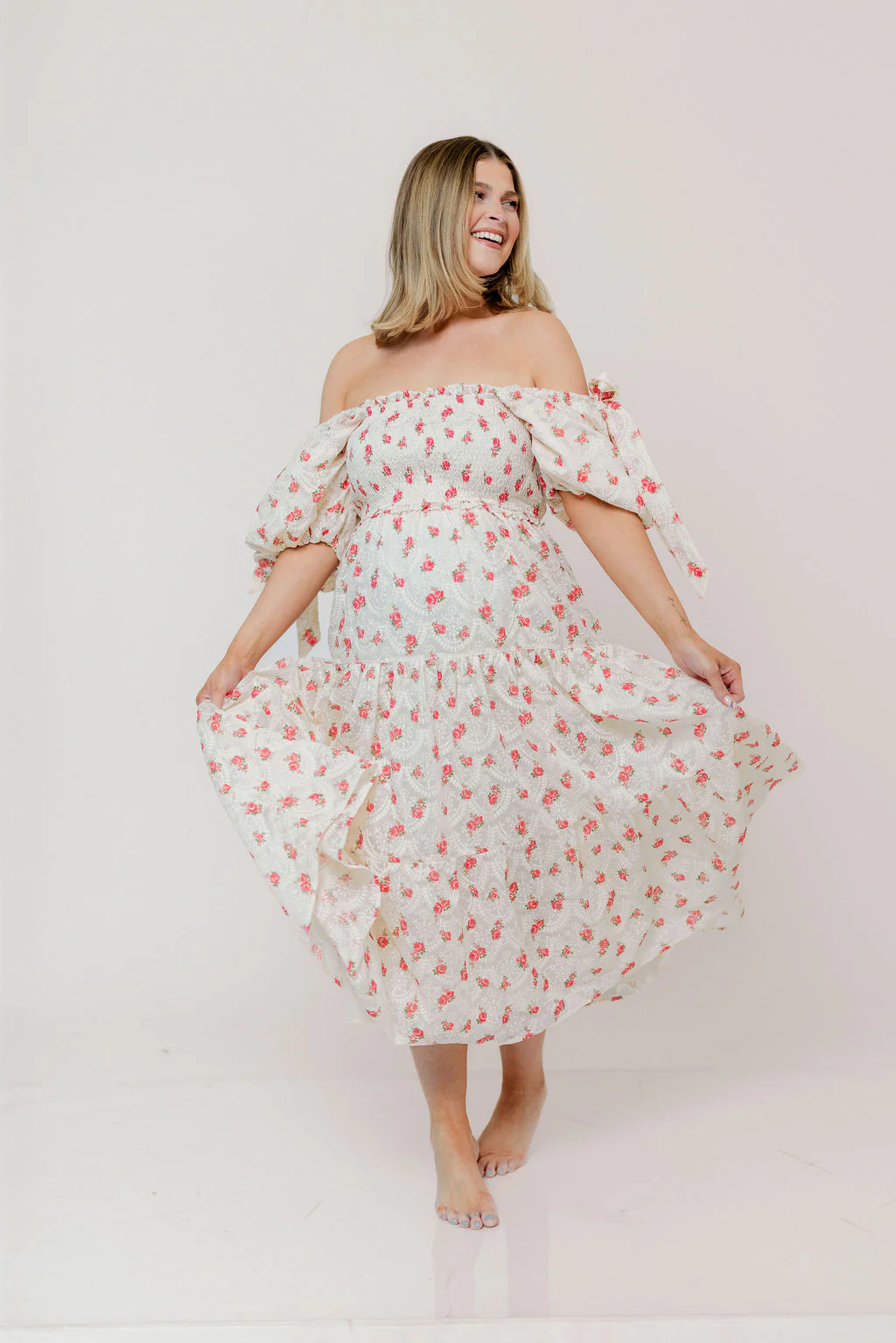 Elena 100% Cotton Midi Dress in Rose - Bump Friendly - Image 17