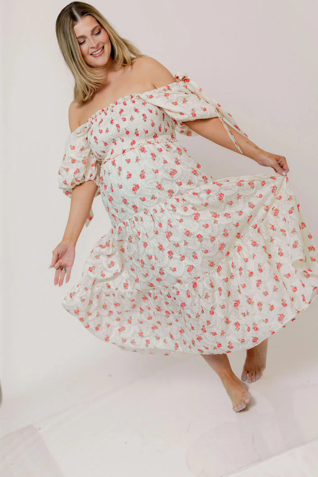Elena 100% Cotton Midi Dress in Rose - Bump Friendly - Image 18