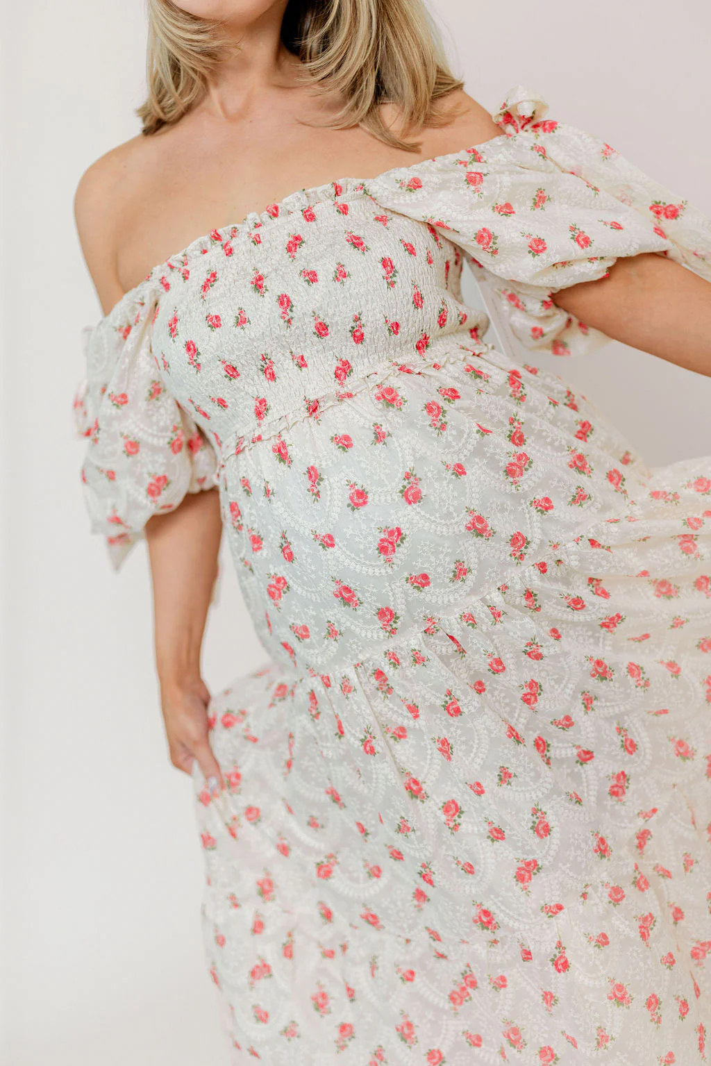 Elena 100% Cotton Midi Dress in Rose - Bump Friendly - Image 19