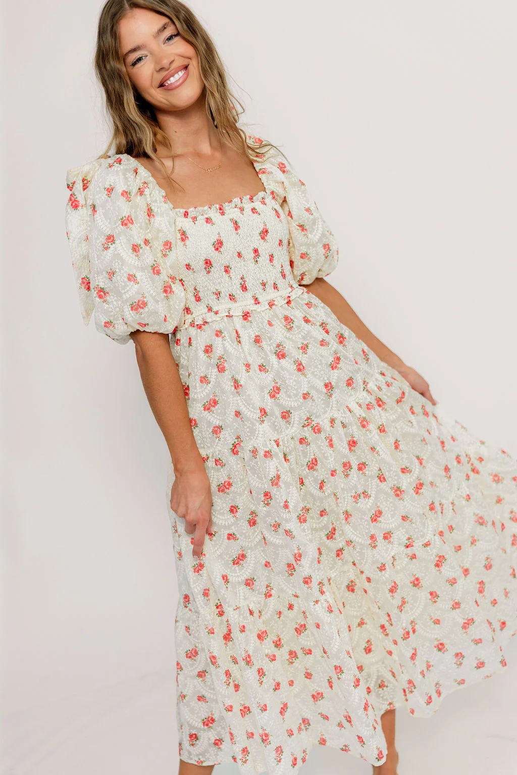 Elena 100% Cotton Midi Dress in Rose - Bump Friendly - Image 3