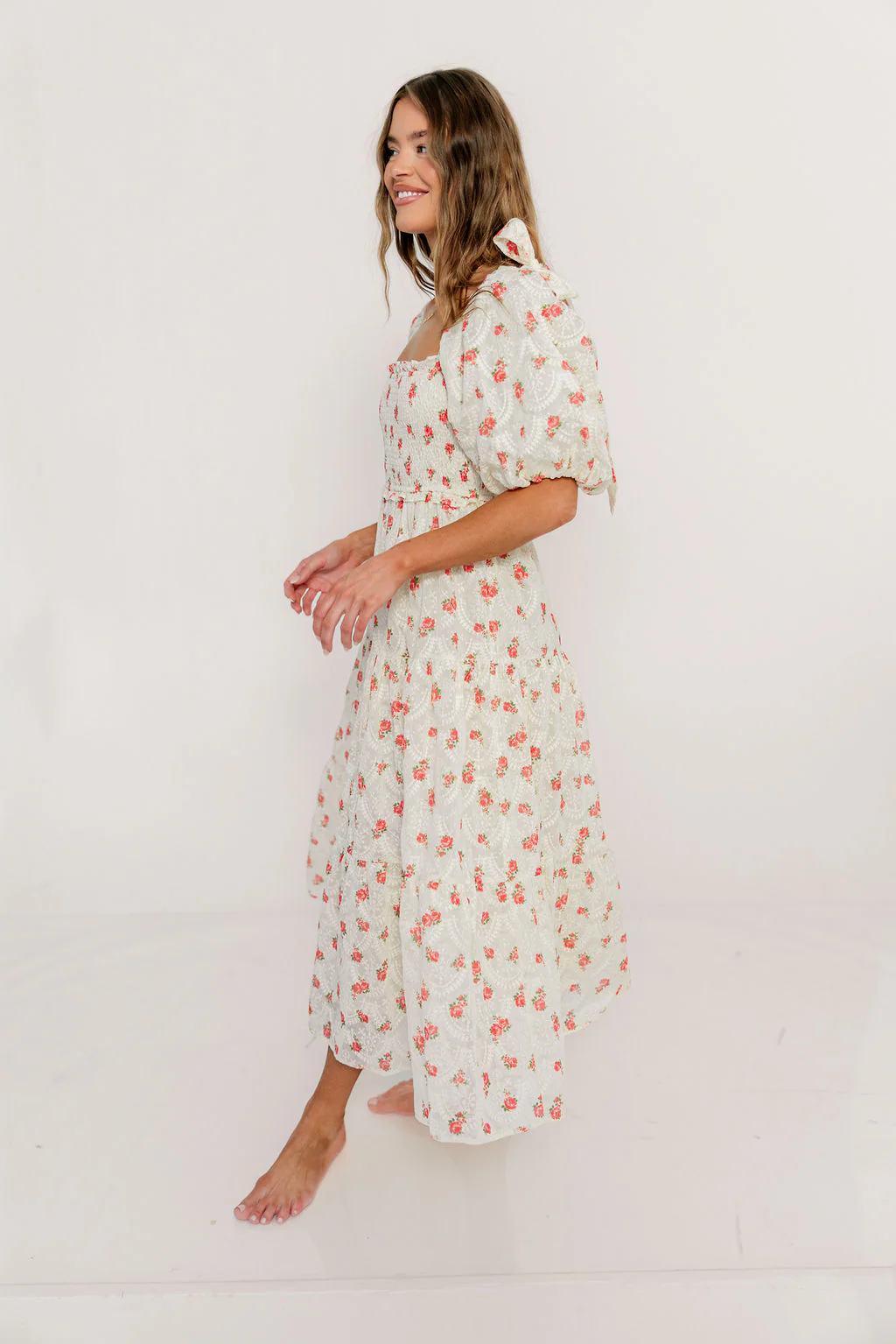 Elena 100% Cotton Midi Dress in Rose - Bump Friendly - Image 5