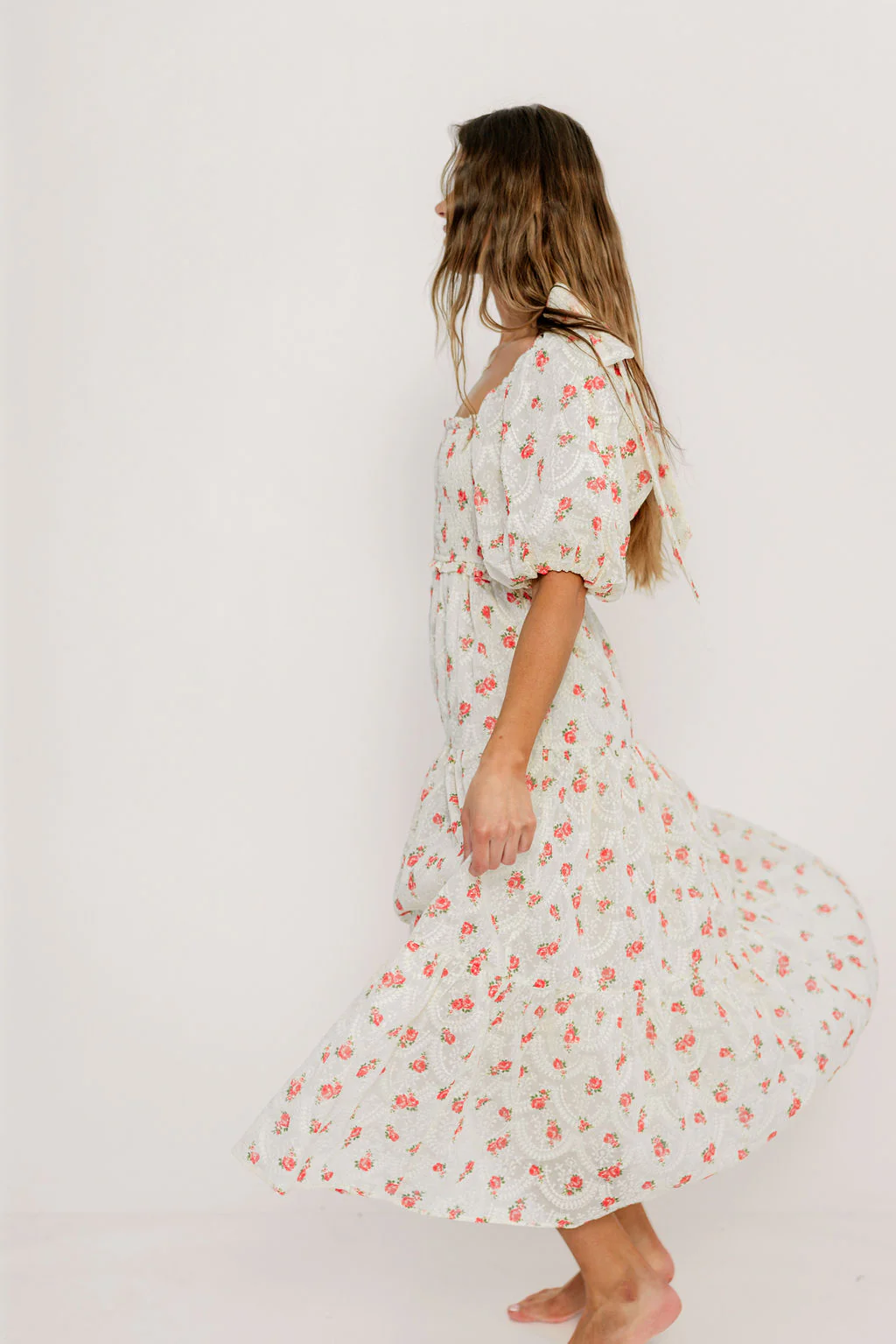 Elena 100% Cotton Midi Dress in Rose - Bump Friendly - Image 9