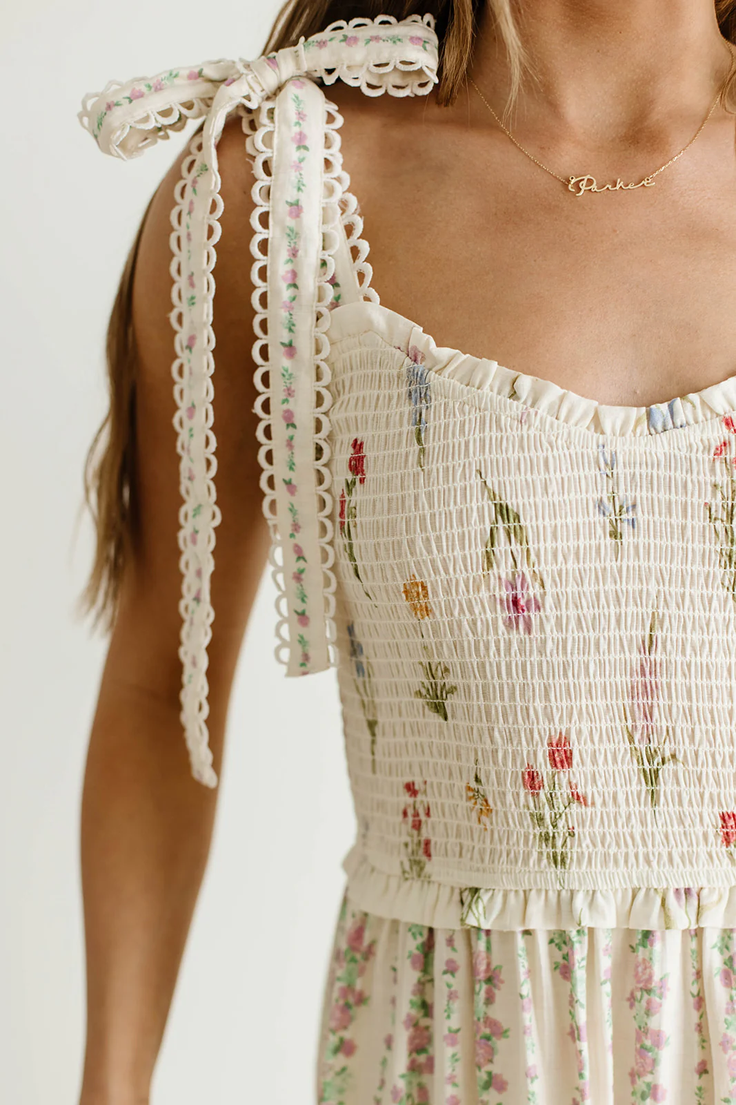 Sylvie Mixed Floral Print Midi Dress in Pink Multi - Image 6