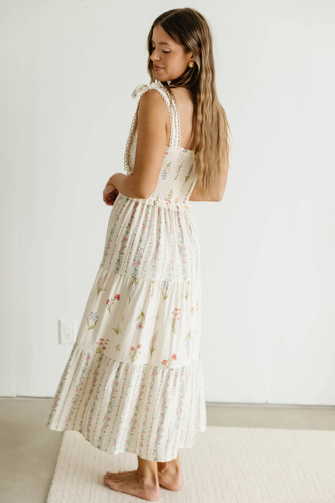 Sylvie Mixed Floral Print Midi Dress in Pink Multi - Image 7