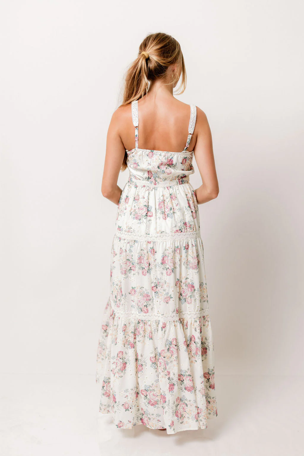 Ella Floral Maxi Dress in Cream/Berry - Image 4