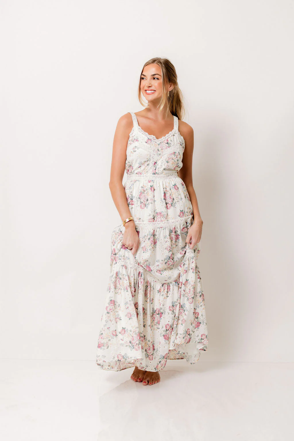 Ella Floral Maxi Dress in Cream/Berry - Image 5