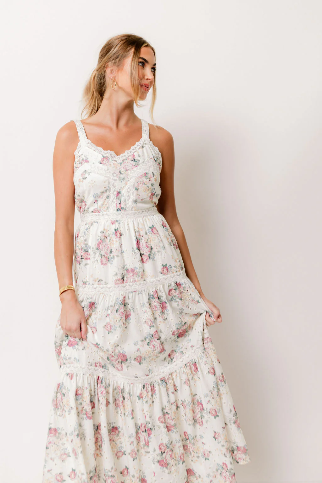 Ella Floral Maxi Dress in Cream/Berry - Image 6