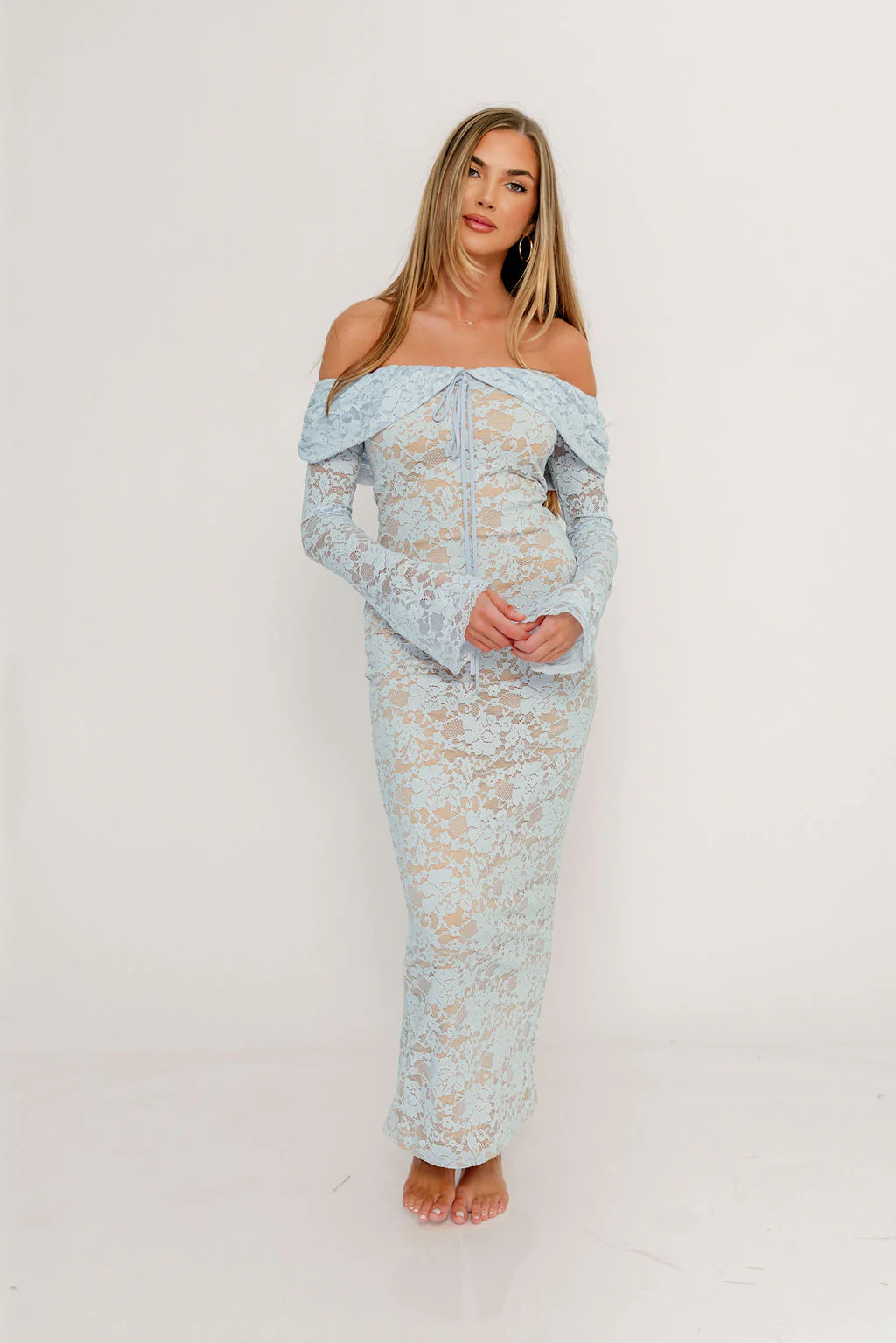 Ella Lace Maxi Dress in Pale Blue - Image 5