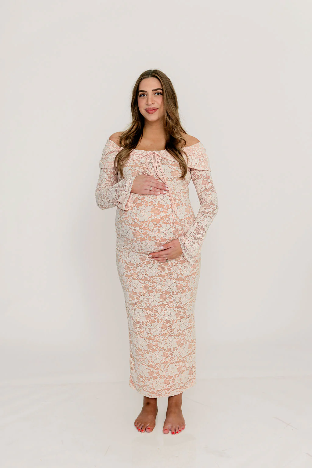 Ella Lace Maxi Dress in Pale Pink - Image 8