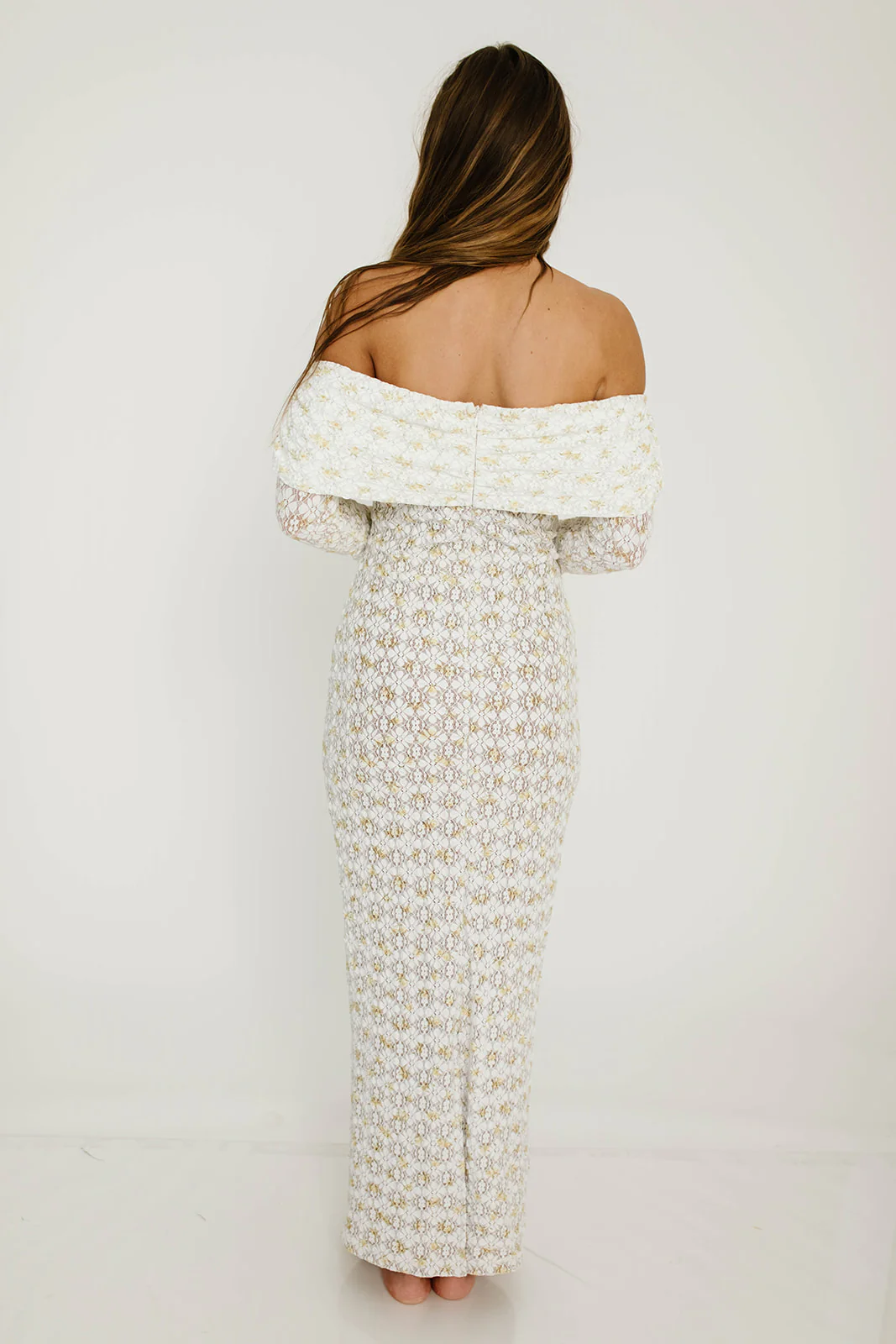 Ella Lace Maxi Dress in Tiny Yellow Floral Print - Image 17