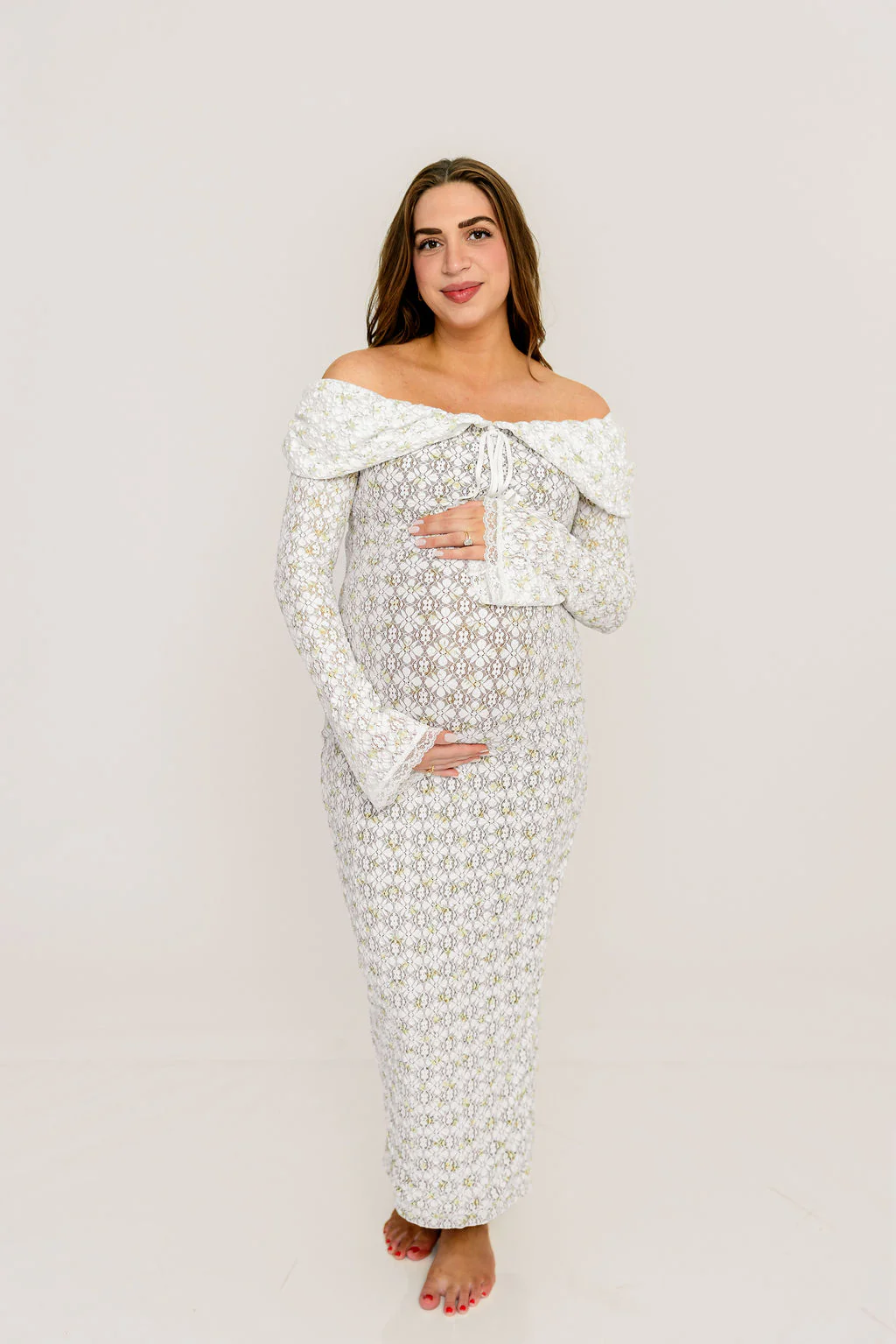Ella Lace Maxi Dress in Tiny Yellow Floral Print - Image 8