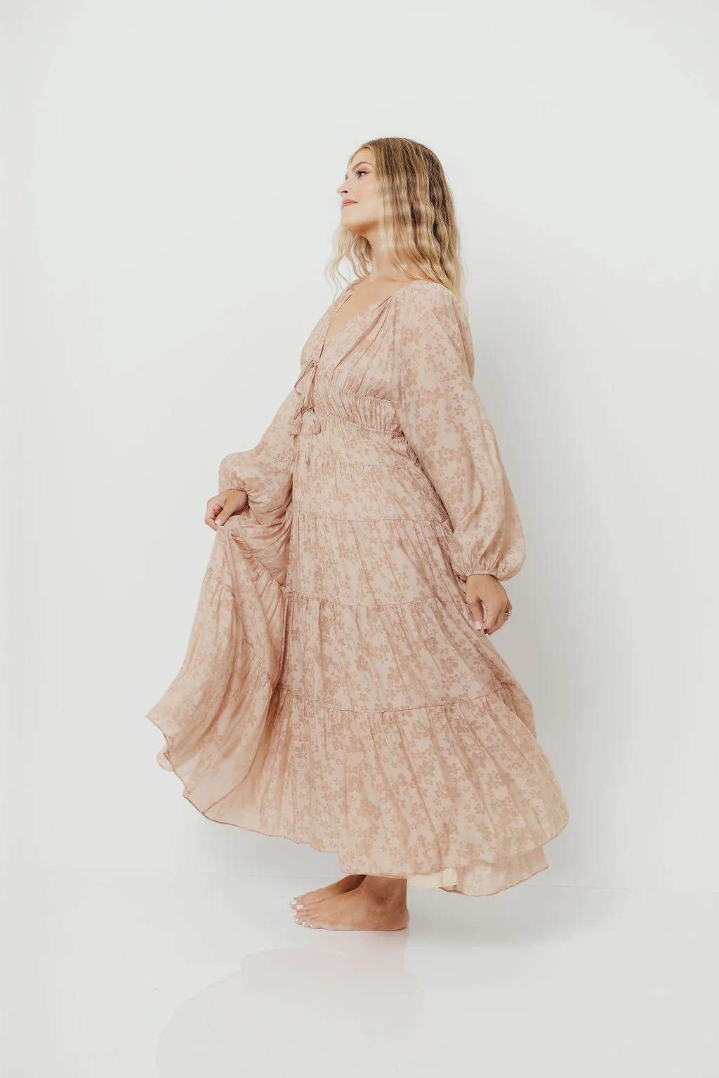 Elyse Maxi Dress in Beige Floral - Image 10